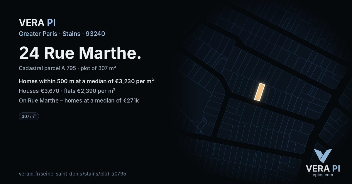 24 Rue Marthe, Stains at night – the plot lit, the parcels around coloured by the prices near them