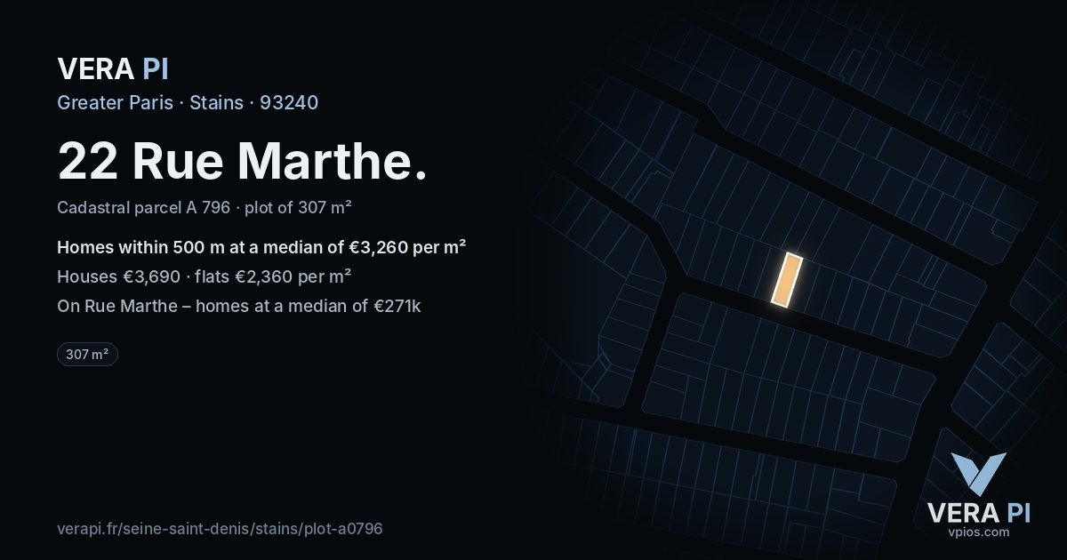 22 Rue Marthe, Stains at night – the plot lit, the parcels around coloured by the prices near them