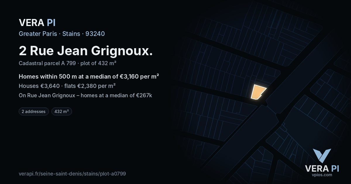 2 Rue Jean Grignoux, Stains at night – the plot lit, the parcels around coloured by the prices near them