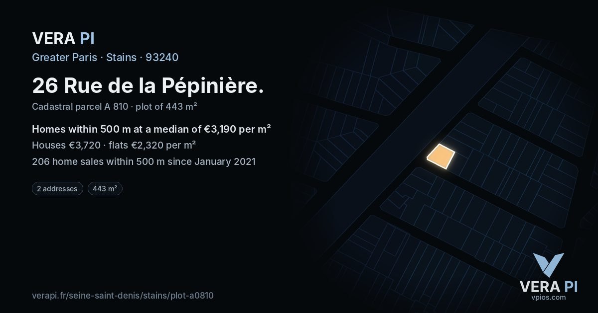 26 Rue de la Pépinière, Stains at night – the plot lit, the parcels around coloured by the prices near them