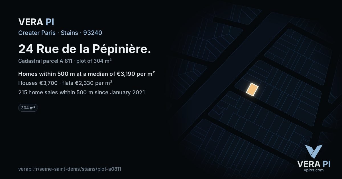 24 Rue de la Pépinière, Stains at night – the plot lit, the parcels around coloured by the prices near them