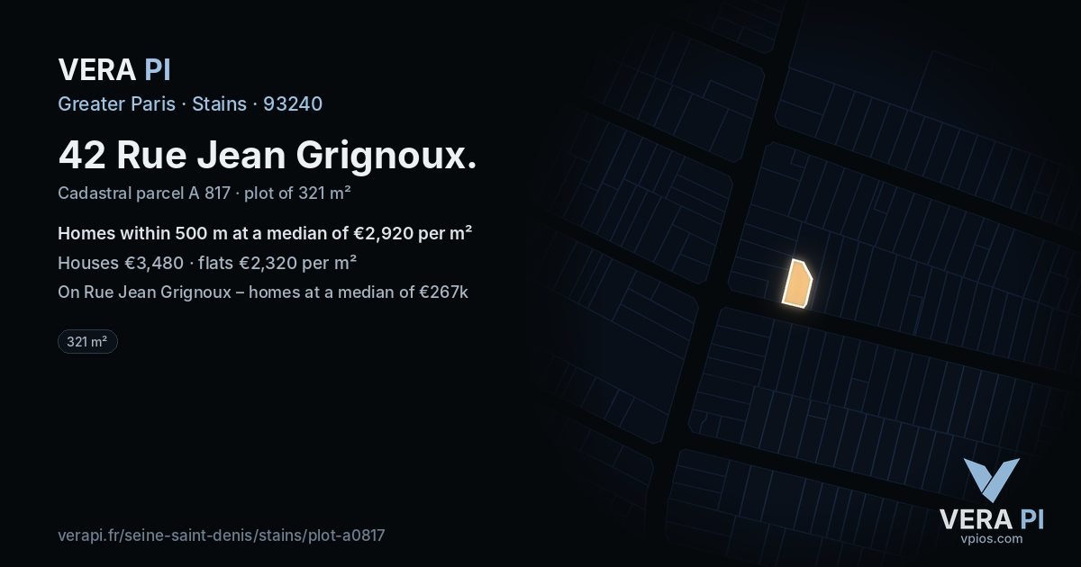 42 Rue Jean Grignoux, Stains at night – the plot lit, the parcels around coloured by the prices near them