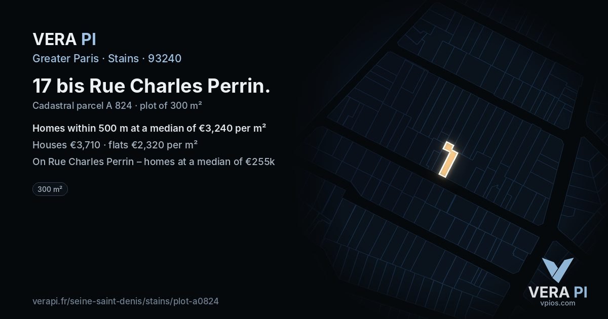 17 bis Rue Charles Perrin, Stains at night – the plot lit, the parcels around coloured by the prices near them