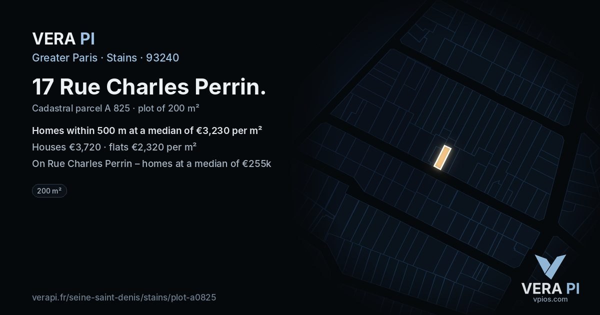 17 Rue Charles Perrin, Stains at night – the plot lit, the parcels around coloured by the prices near them