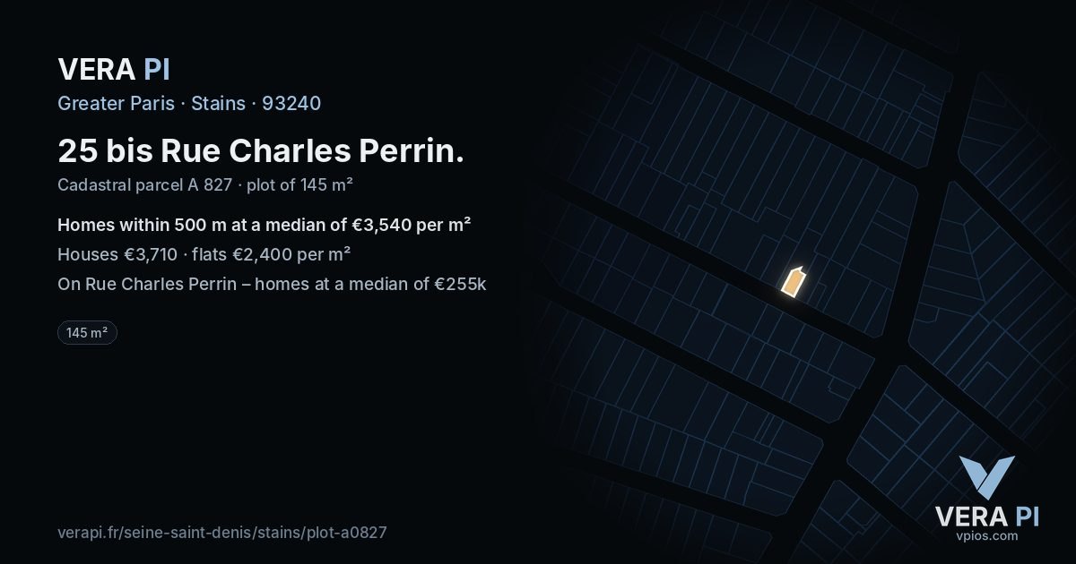 25 bis Rue Charles Perrin, Stains at night – the plot lit, the parcels around coloured by the prices near them