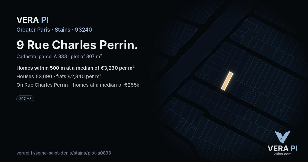 9 Rue Charles Perrin, Stains at night – the plot lit, the parcels around coloured by the prices near them