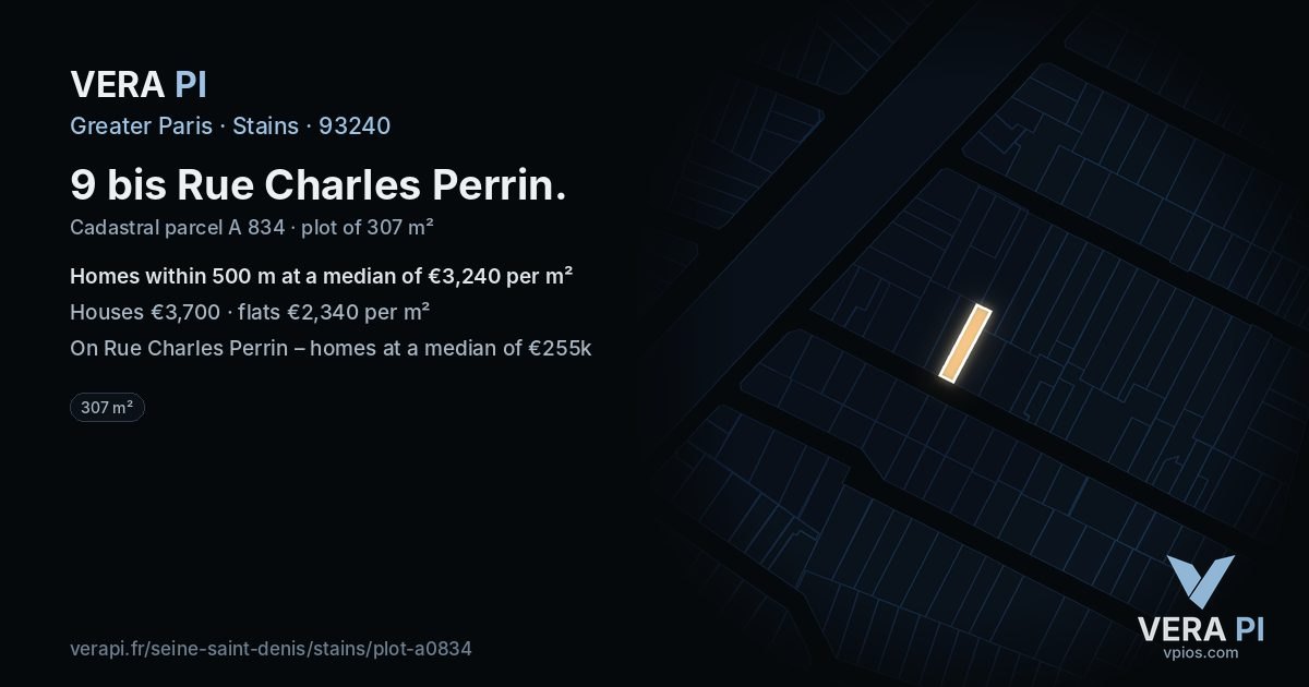 9 bis Rue Charles Perrin, Stains at night – the plot lit, the parcels around coloured by the prices near them