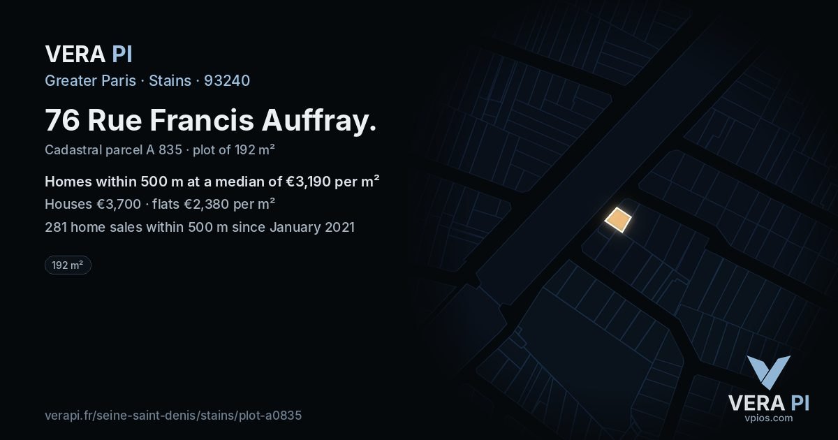 76 Rue Francis Auffray, Stains at night – the plot lit, the parcels around coloured by the prices near them