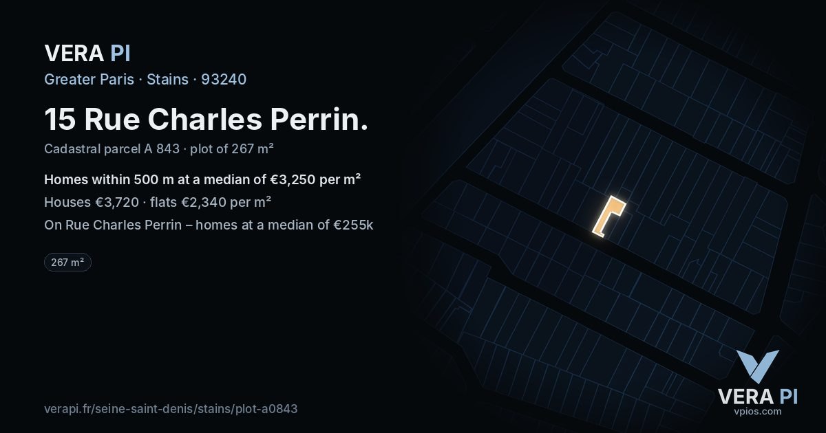 15 Rue Charles Perrin, Stains at night – the plot lit, the parcels around coloured by the prices near them