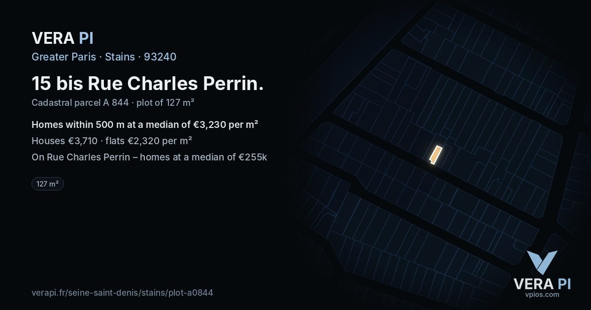 15 bis Rue Charles Perrin, Stains at night – the plot lit, the parcels around coloured by the prices near them