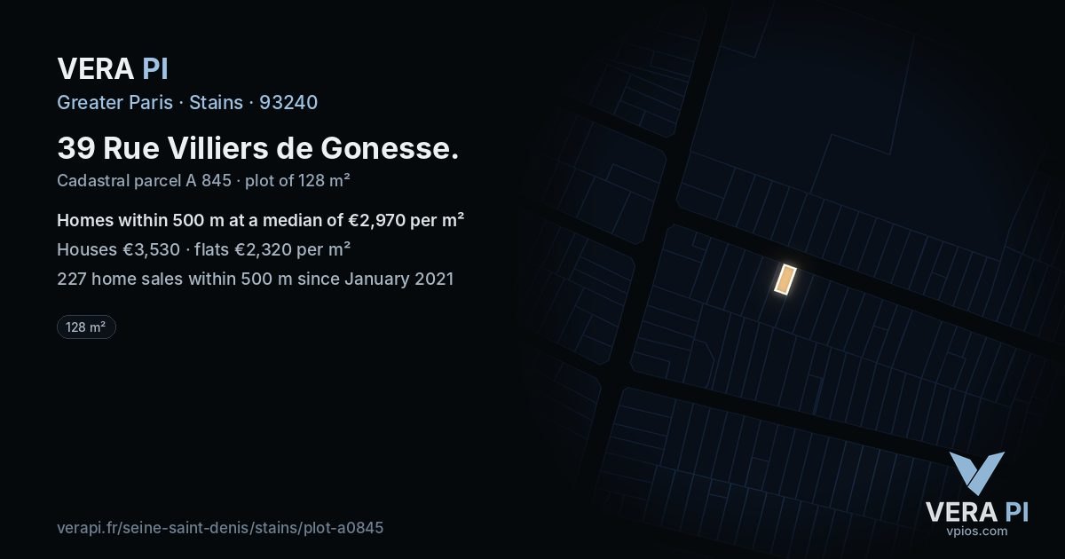 39 Rue Villiers de Gonesse, Stains at night – the plot lit, the parcels around coloured by the prices near them