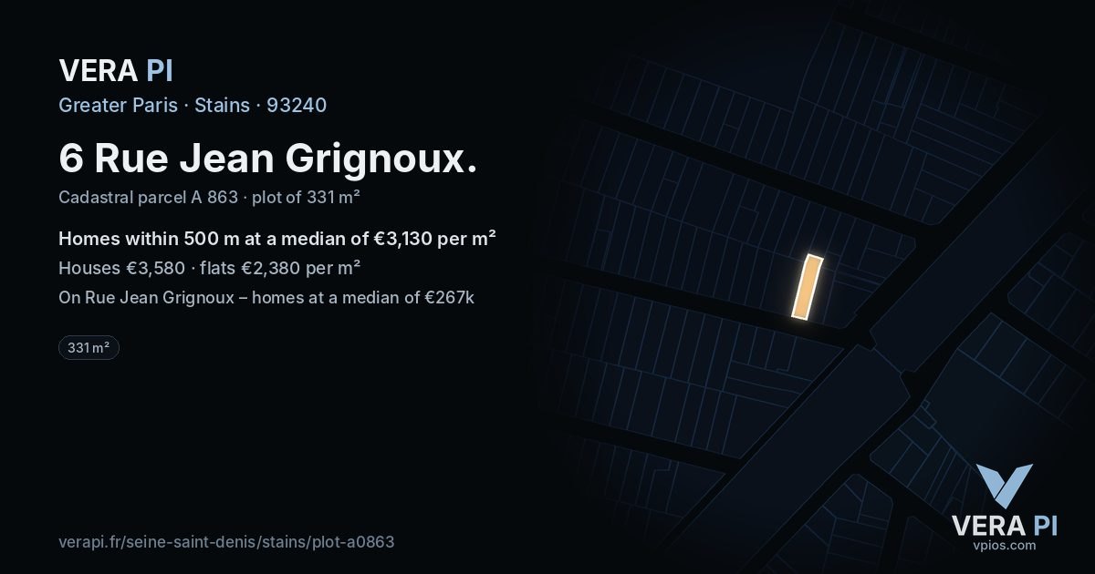 6 Rue Jean Grignoux, Stains at night – the plot lit, the parcels around coloured by the prices near them