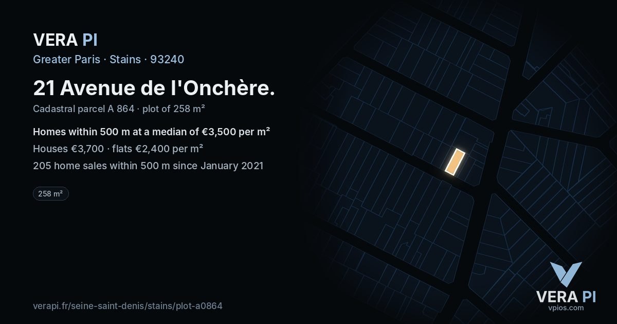 21 Avenue de l'Onchère, Stains at night – the plot lit, the parcels around coloured by the prices near them