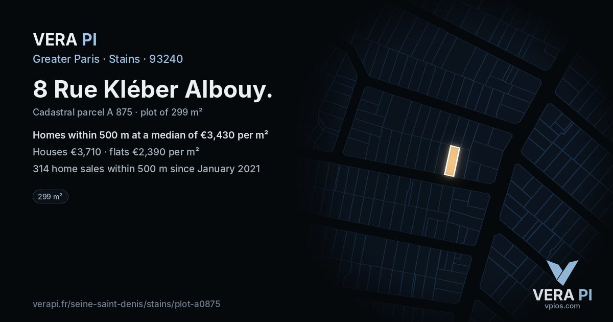 8 Rue Kléber Albouy, Stains at night – the plot lit, the parcels around coloured by the prices near them