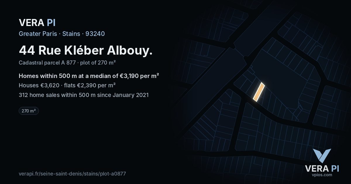 44 Rue Kléber Albouy, Stains at night – the plot lit, the parcels around coloured by the prices near them