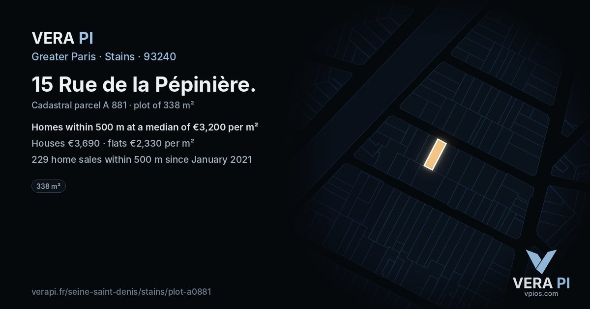15 Rue de la Pépinière, Stains at night – the plot lit, the parcels around coloured by the prices near them