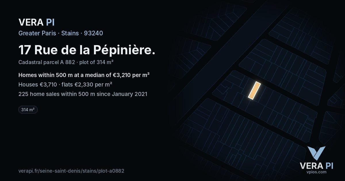 17 Rue de la Pépinière, Stains at night – the plot lit, the parcels around coloured by the prices near them