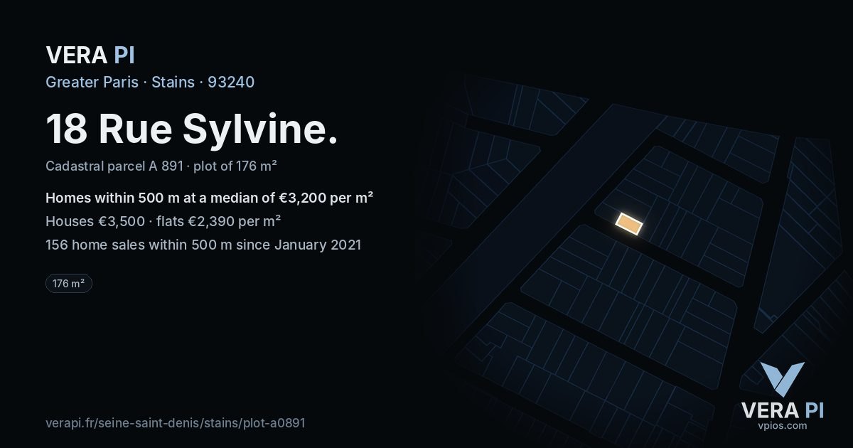 18 Rue Sylvine, Stains at night – the plot lit, the parcels around coloured by the prices near them