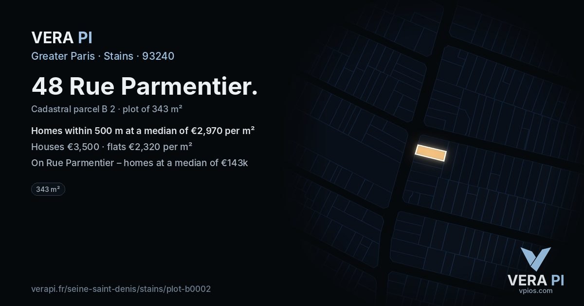 48 Rue Parmentier, Stains at night – the plot lit, the parcels around coloured by the prices near them