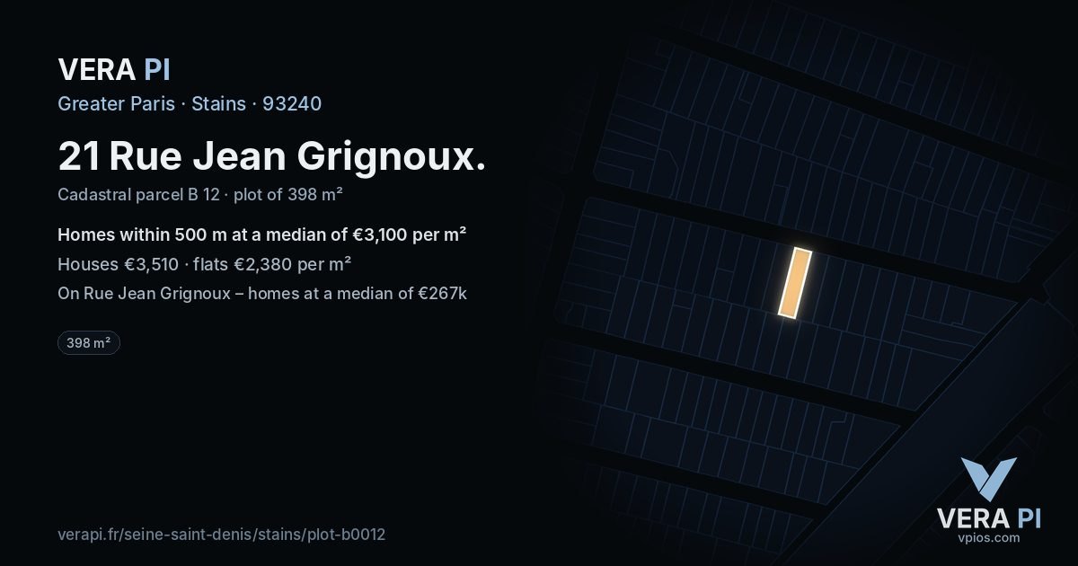 21 Rue Jean Grignoux, Stains at night – the plot lit, the parcels around coloured by the prices near them