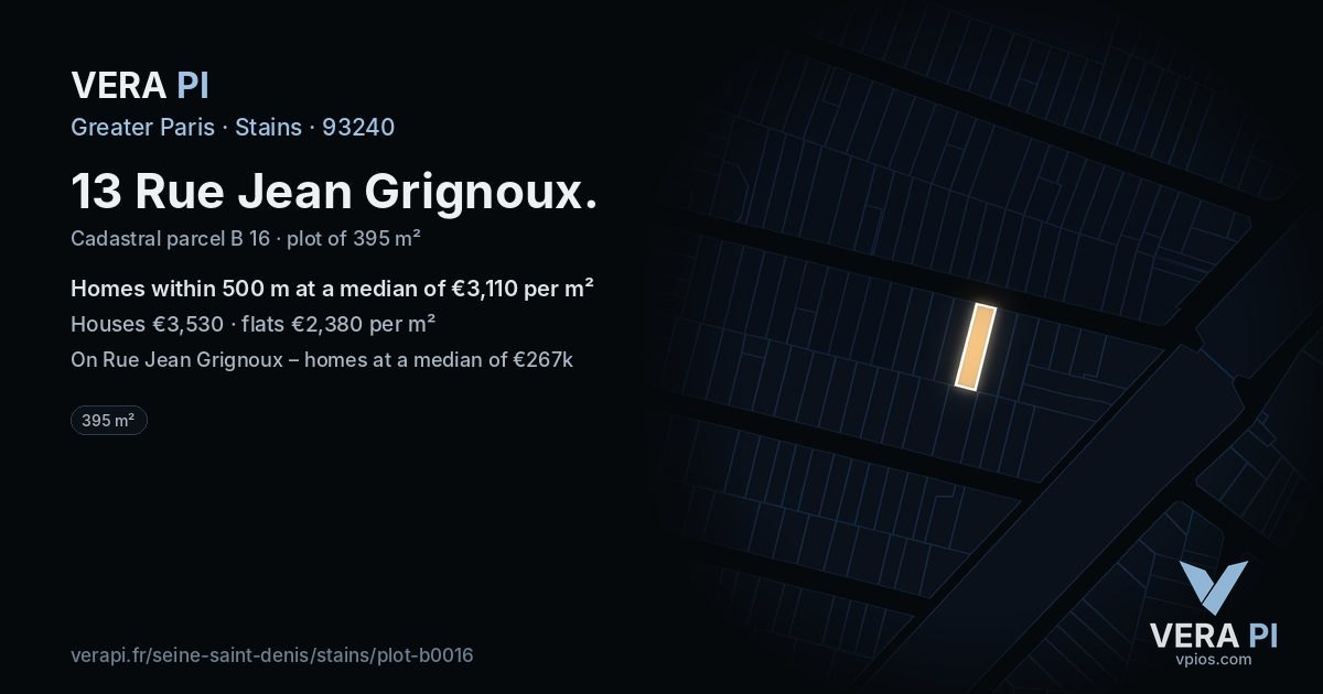13 Rue Jean Grignoux, Stains at night – the plot lit, the parcels around coloured by the prices near them