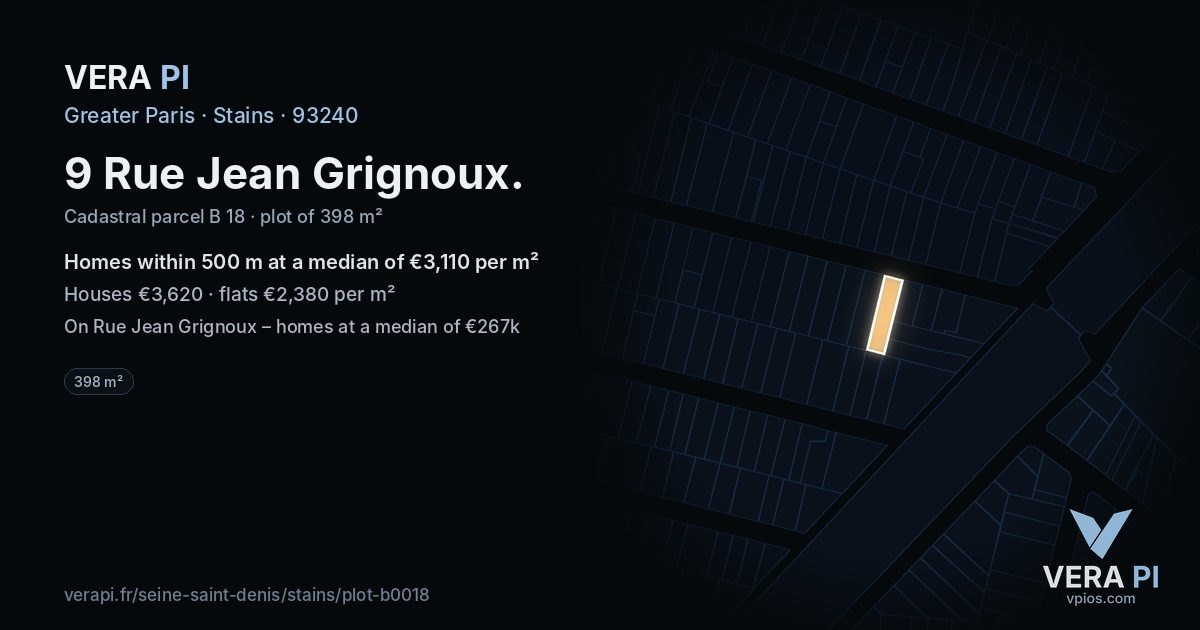 9 Rue Jean Grignoux, Stains at night – the plot lit, the parcels around coloured by the prices near them