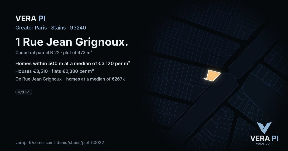 1 Rue Jean Grignoux, Stains at night – the plot lit, the parcels around coloured by the prices near them