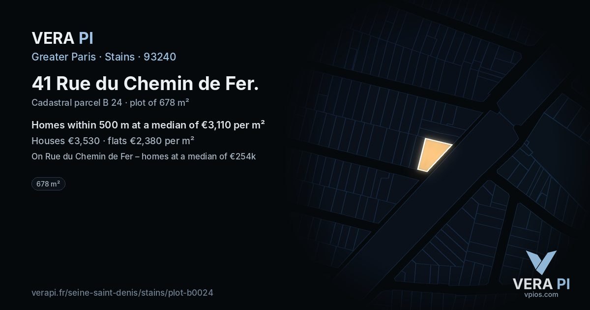41 Rue du Chemin de Fer, Stains at night – the plot lit, the parcels around coloured by the prices near them