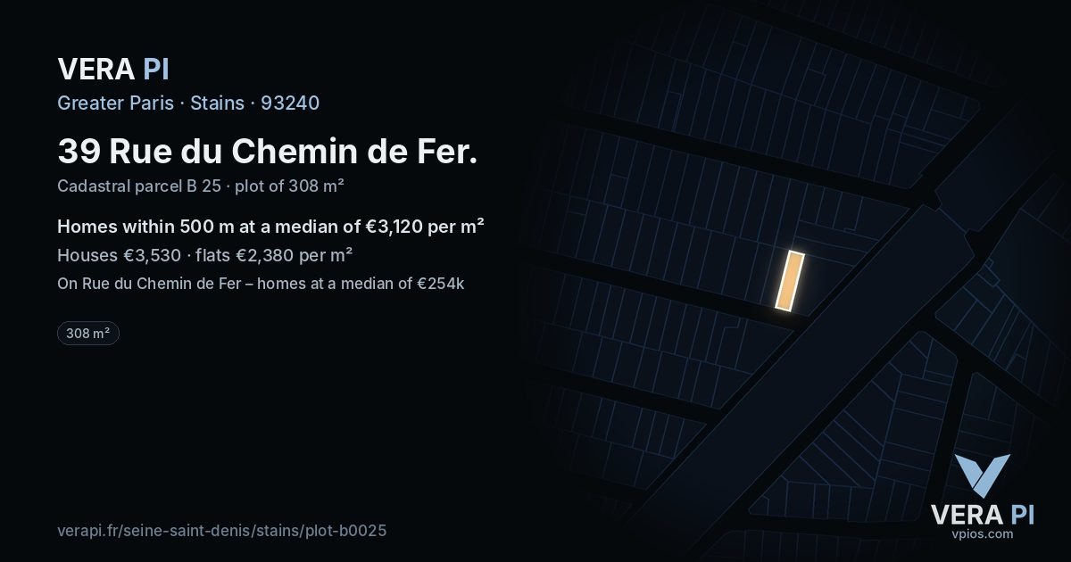 39 Rue du Chemin de Fer, Stains at night – the plot lit, the parcels around coloured by the prices near them