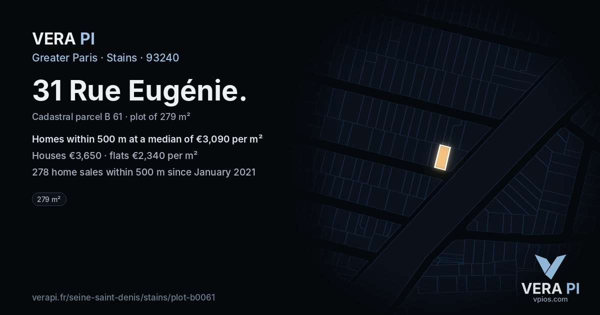 31 Rue Eugénie, Stains at night – the plot lit, the parcels around coloured by the prices near them