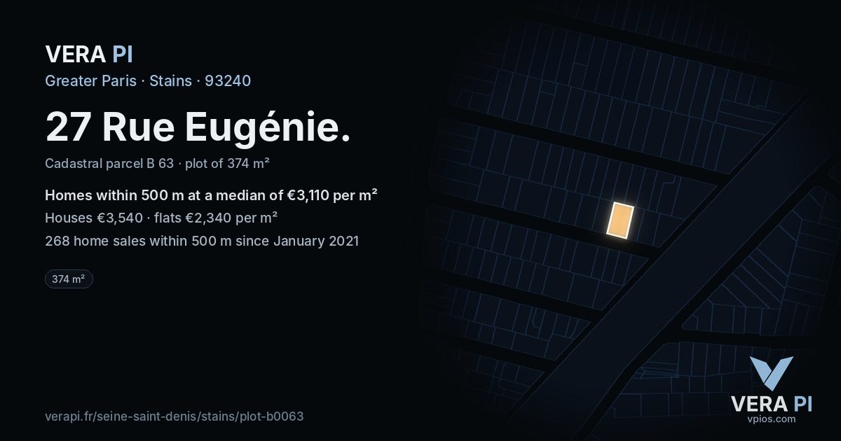 27 Rue Eugénie, Stains at night – the plot lit, the parcels around coloured by the prices near them
