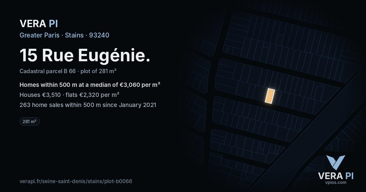 15 Rue Eugénie, Stains at night – the plot lit, the parcels around coloured by the prices near them