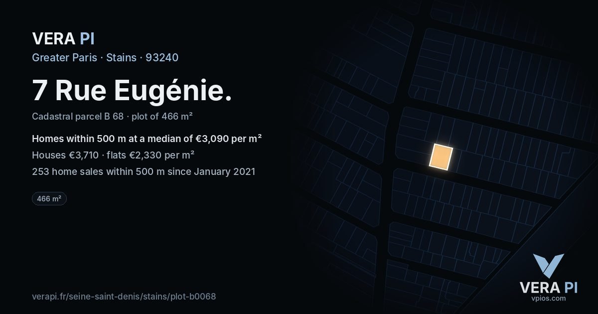 7 Rue Eugénie, Stains at night – the plot lit, the parcels around coloured by the prices near them