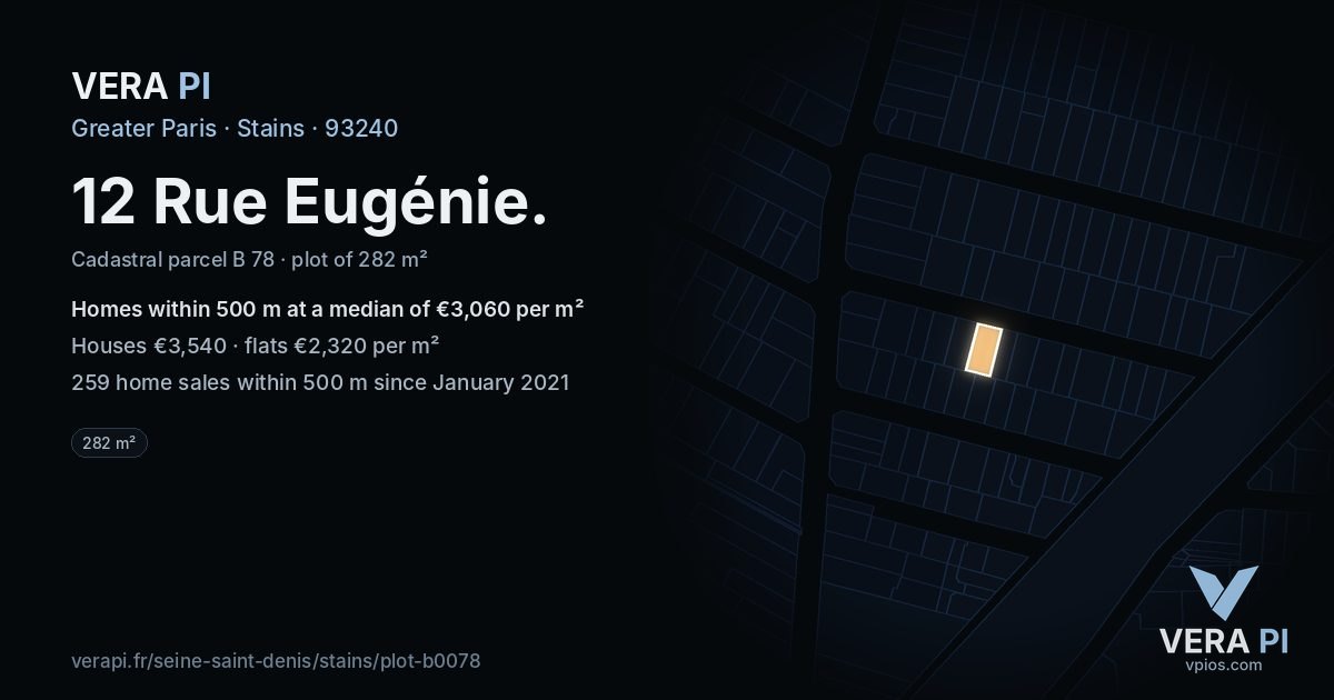 12 Rue Eugénie, Stains at night – the plot lit, the parcels around coloured by the prices near them
