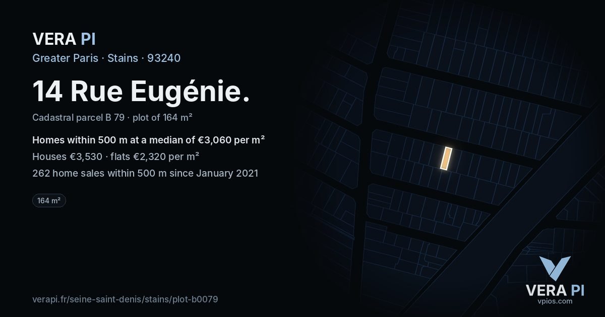 14 Rue Eugénie, Stains at night – the plot lit, the parcels around coloured by the prices near them