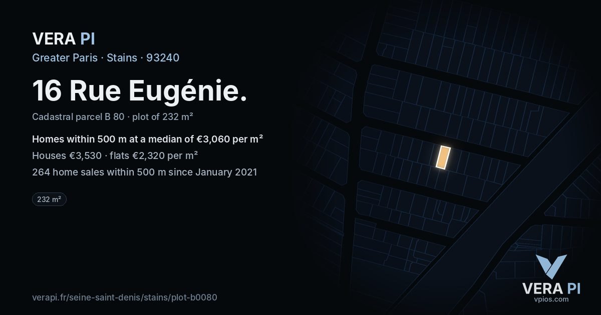 16 Rue Eugénie, Stains at night – the plot lit, the parcels around coloured by the prices near them