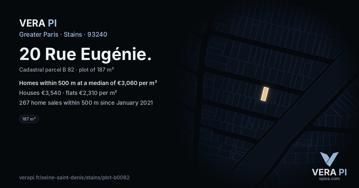 20 Rue Eugénie, Stains at night – the plot lit, the parcels around coloured by the prices near them