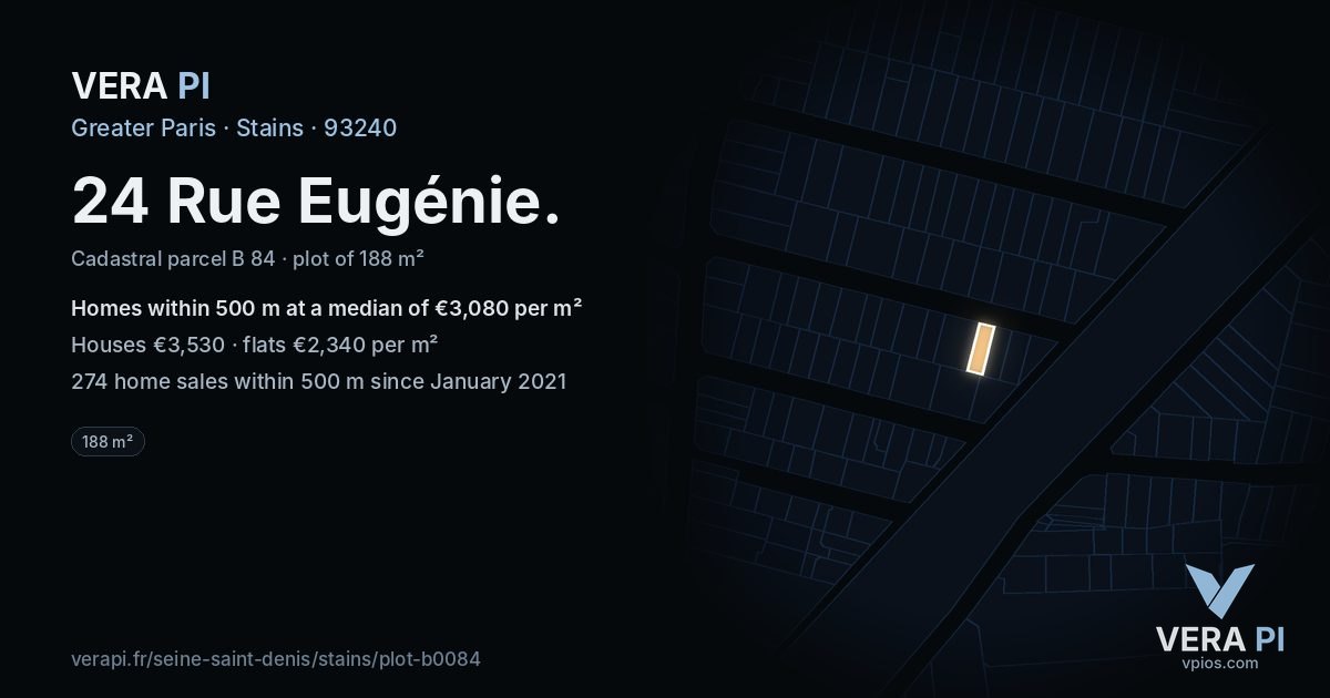 24 Rue Eugénie, Stains at night – the plot lit, the parcels around coloured by the prices near them