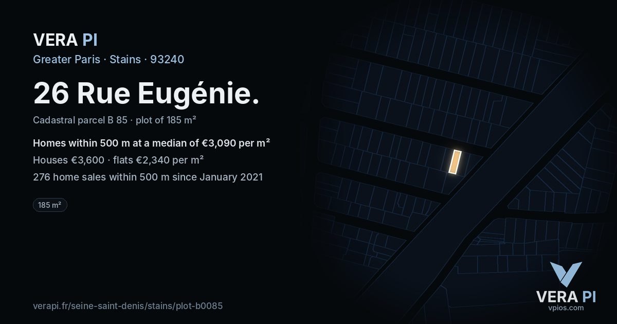 26 Rue Eugénie, Stains at night – the plot lit, the parcels around coloured by the prices near them
