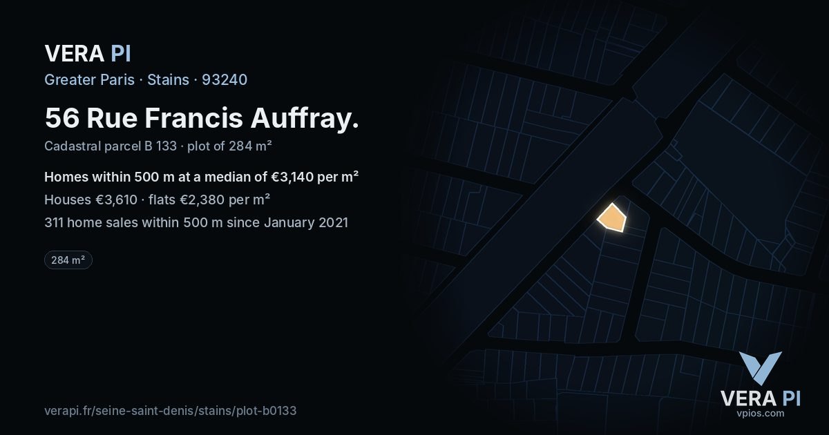 56 Rue Francis Auffray, Stains at night – the plot lit, the parcels around coloured by the prices near them