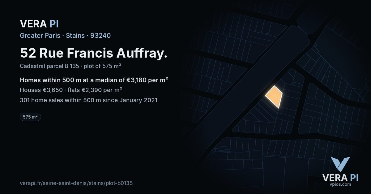 52 Rue Francis Auffray, Stains at night – the plot lit, the parcels around coloured by the prices near them
