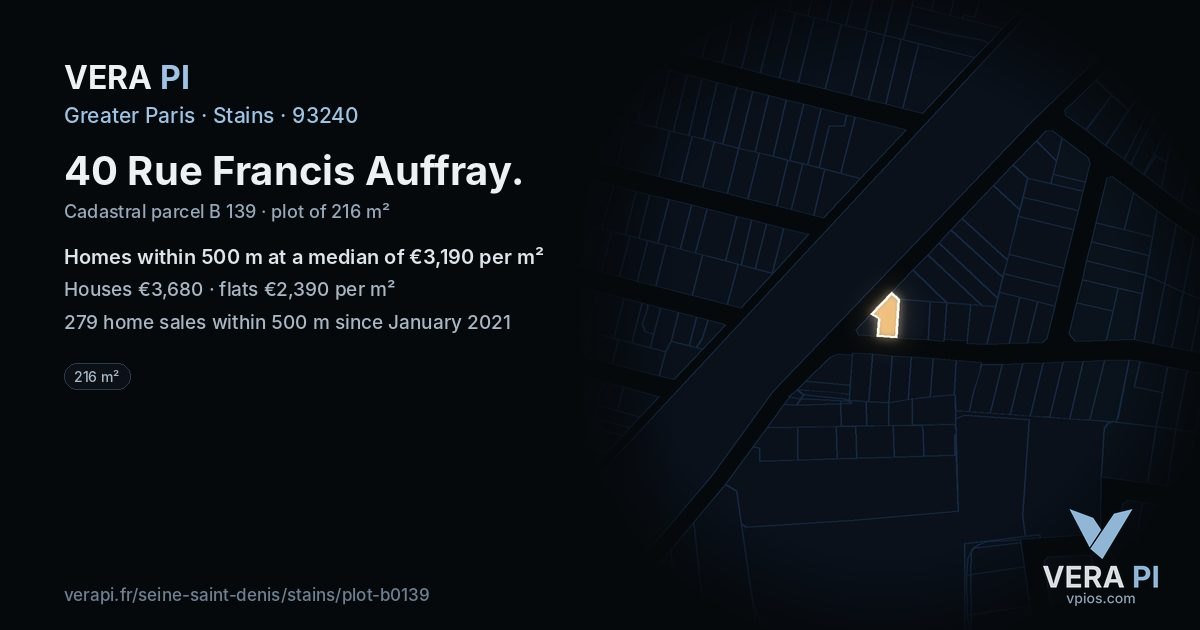 40 Rue Francis Auffray, Stains at night – the plot lit, the parcels around coloured by the prices near them