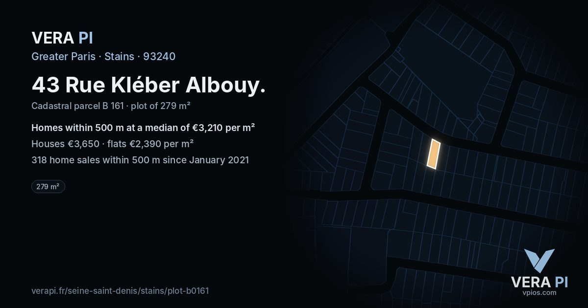 43 Rue Kléber Albouy, Stains at night – the plot lit, the parcels around coloured by the prices near them