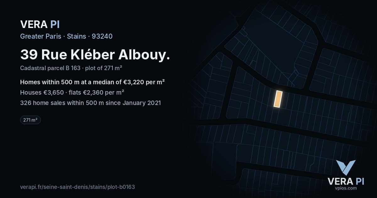 39 Rue Kléber Albouy, Stains at night – the plot lit, the parcels around coloured by the prices near them