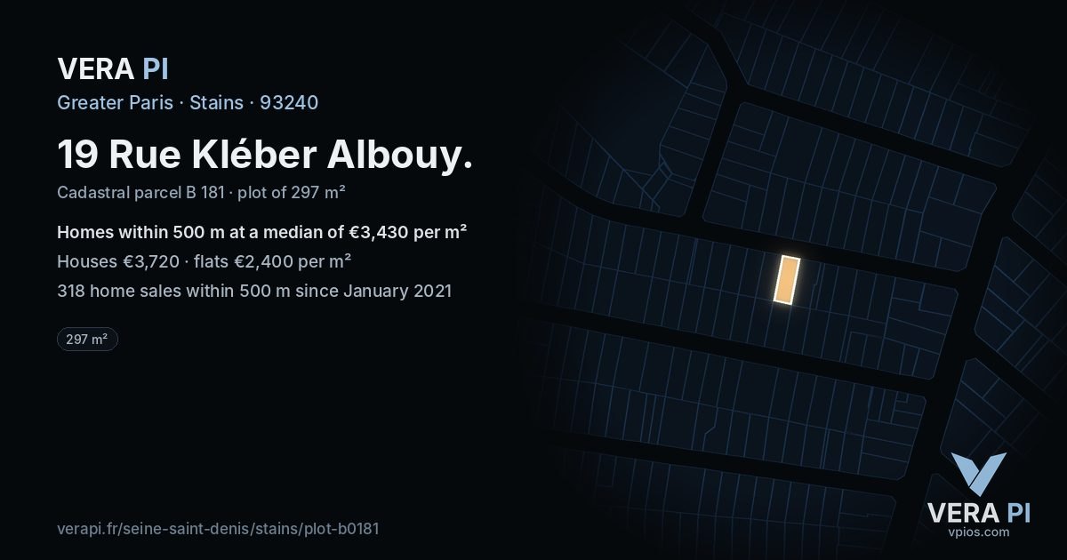 19 Rue Kléber Albouy, Stains at night – the plot lit, the parcels around coloured by the prices near them