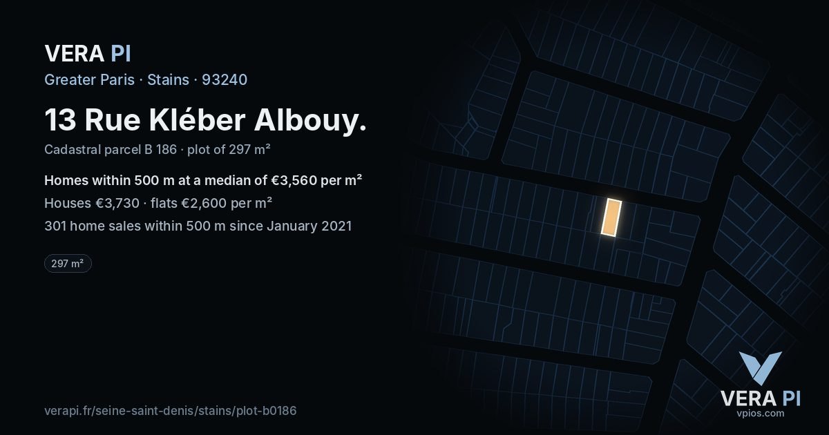 13 Rue Kléber Albouy, Stains at night – the plot lit, the parcels around coloured by the prices near them