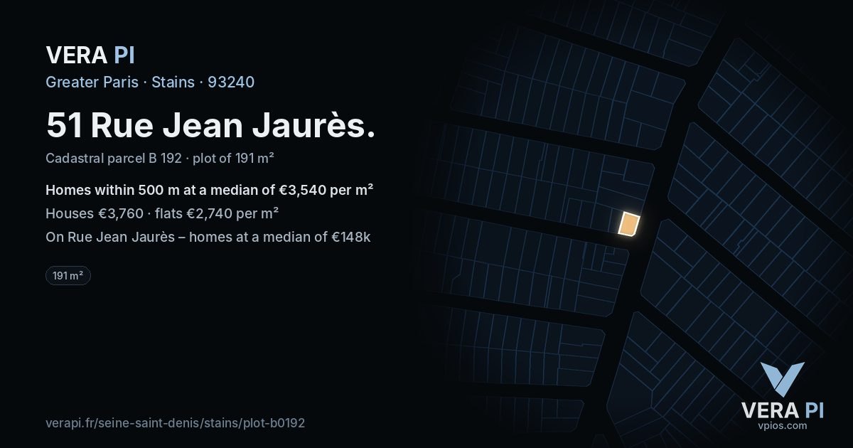 51 Rue Jean Jaurès, Stains at night – the plot lit, the parcels around coloured by the prices near them
