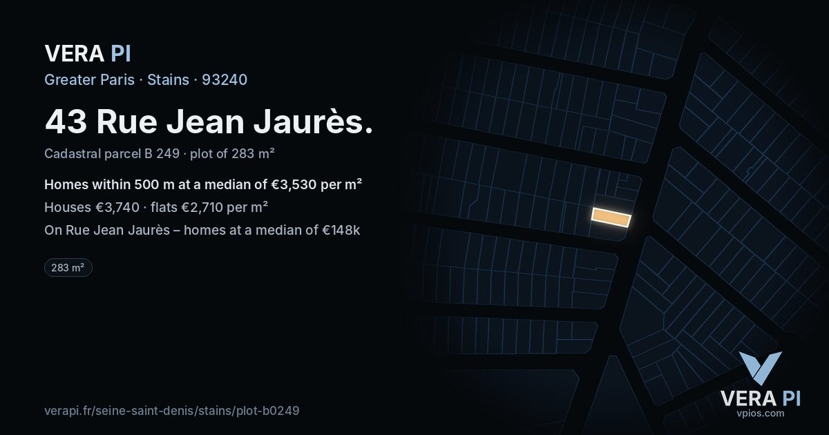 43 Rue Jean Jaurès, Stains at night – the plot lit, the parcels around coloured by the prices near them