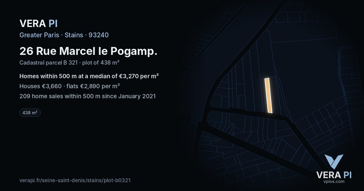 26 Rue Marcel le Pogamp, Stains at night – the plot lit, the parcels around coloured by the prices near them