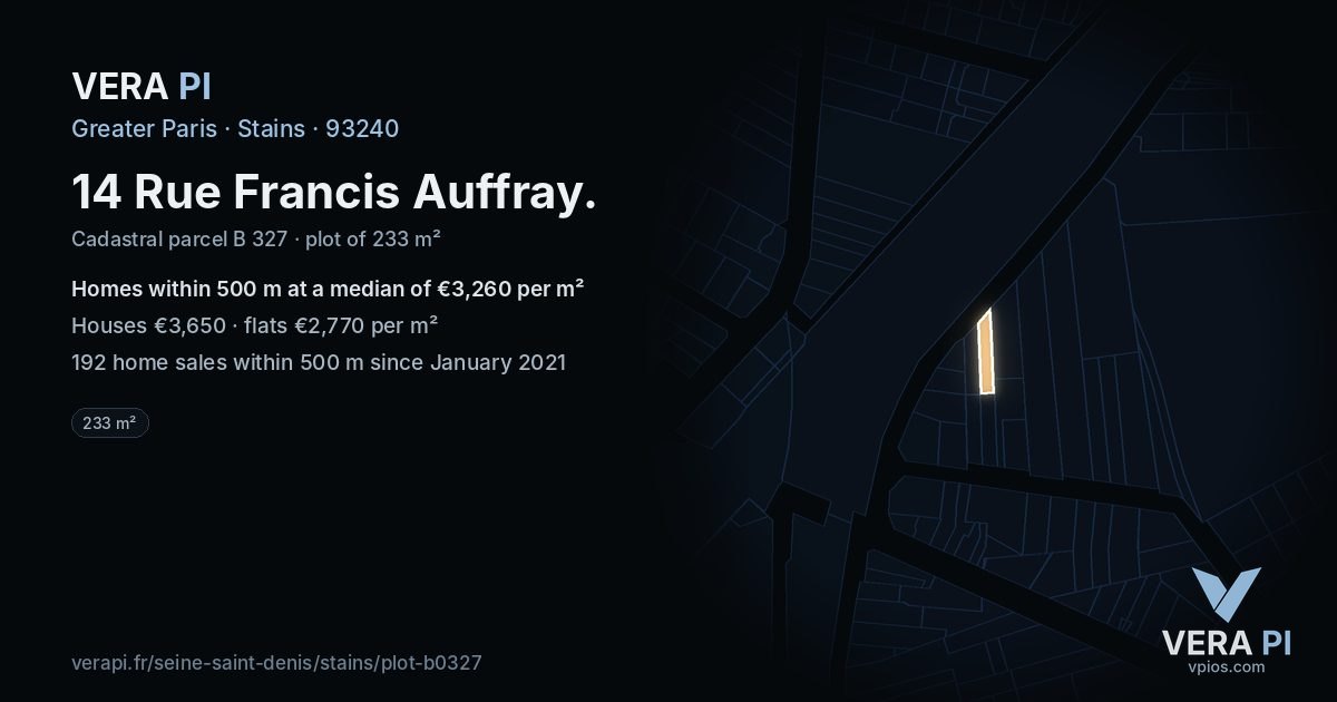 14 Rue Francis Auffray, Stains at night – the plot lit, the parcels around coloured by the prices near them